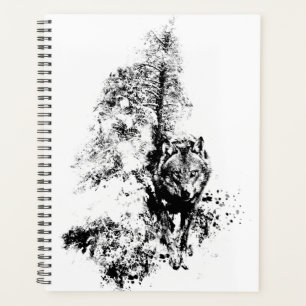 Agenda Cinza De Arte Gráfica Wolf Willife Animal Nature