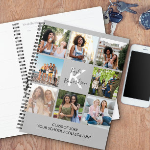 Agenda Cinza de Colagem Fotográfica do Quote de Graduaç