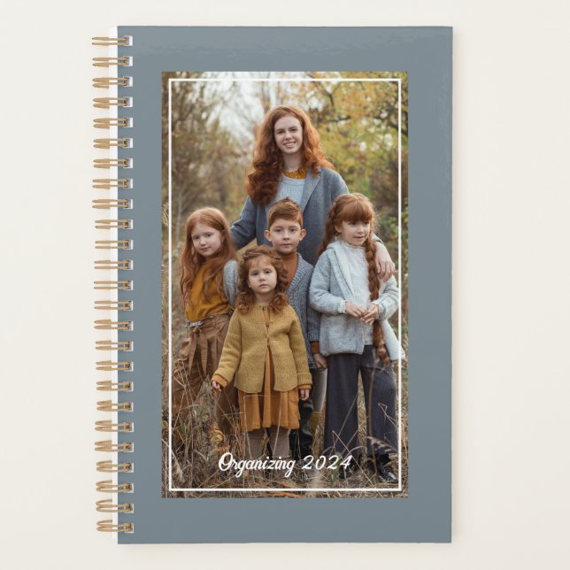 Agenda Cinza de Software de Foto da Família Personalizada (Frente)