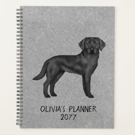 Agenda Cinza de Texto Personalizado do Cachorro do Retrie