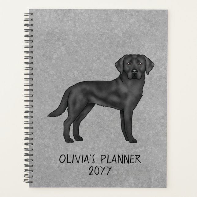 Agenda Cinza de Texto Personalizado do Cachorro do Retrie (Frente)