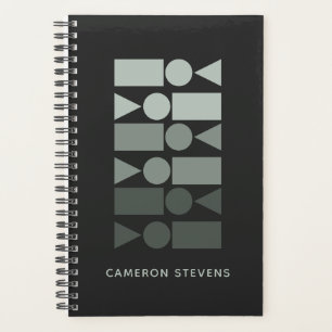 Agenda Cinza Geométrica Mínima Verde Design Personaliza