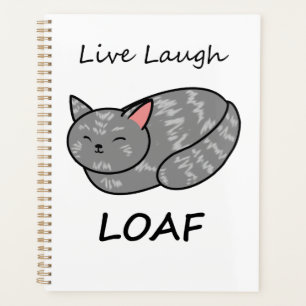 Agenda Cinza Loaf Live Laugh por Cat Organizer