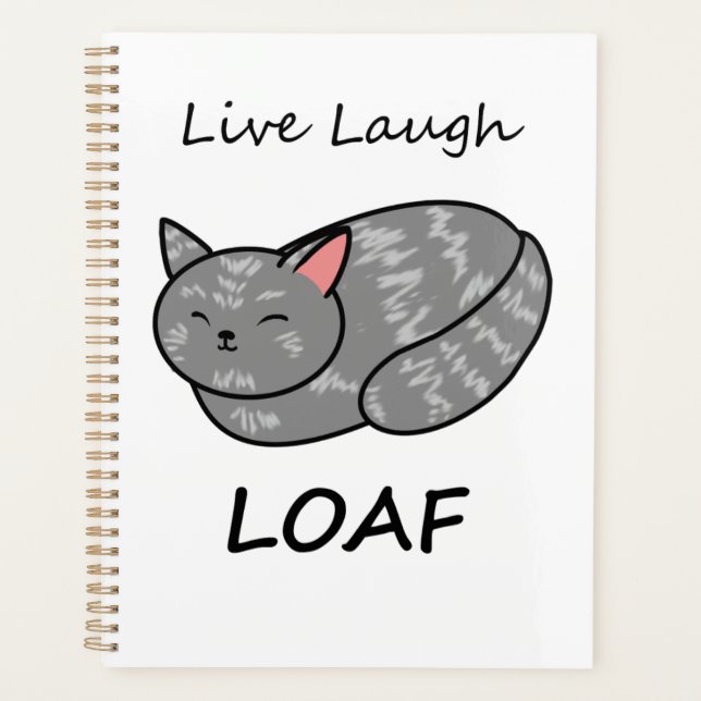 Agenda Cinza Loaf Live Laugh por Cat Organizer (Frente)