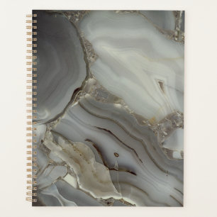 Agenda Cinza Marble com Veia Dourada