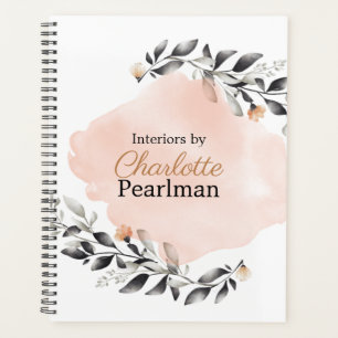 Agenda Cinza Moderna e Peach Floral