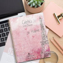 Cinza Rosa Vintage Je T'aime Eiffel Torre