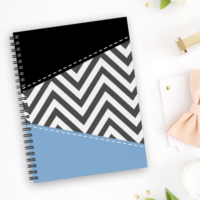 Agenda Cinza Zigzag, Cinza Chevron, Zigzag Patterno, Azul (Criador carregado)