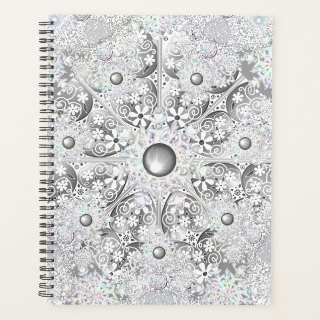 Agenda Cinzas de rendas cerâmicas e flocos de neve (Frente)
