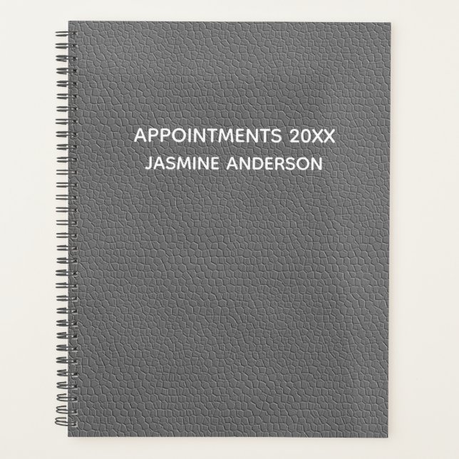 Agenda Cinzas modernas de couro 2026 Semanal Mensal (Frente)