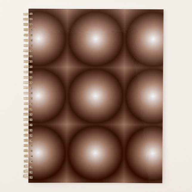 Agenda Círculo Geométrico 3D Escuro Mocha Mousse Branco (Frente)