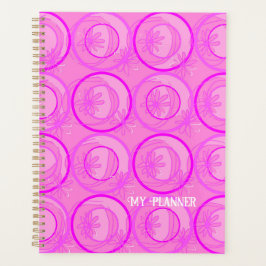 Agenda Círculos de Destaque Flores de Fundo Rosa