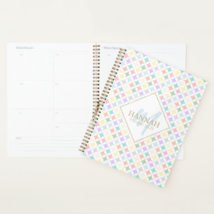 Agenda Círculos Geométricos de Pastel e Padrão de Diamant