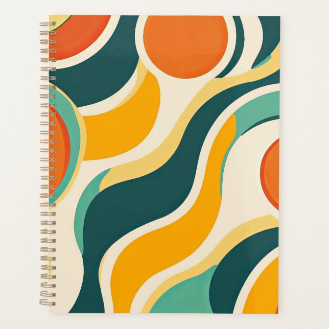 Agenda Círculos Laranja e Fluxos de Cor (Frente)