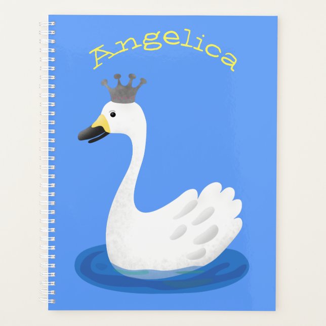 Agenda Cisne branco bonito com desenho animado (Frente)