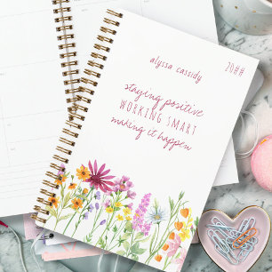 Agenda Citação de Positividade de Flores Selvagens bonito