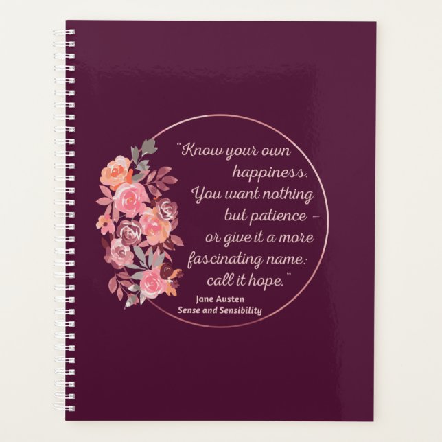 Agenda Citação De Senso E Sensibilidade I - Estilo Bonito (Frente)