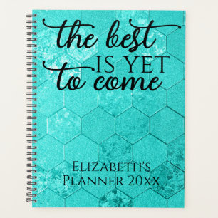 Agenda Citação de Textura do Azulejo Teal de Script Moder