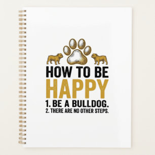 Agenda Citação Feliz de Bulldog Gravação Vintage Amante d