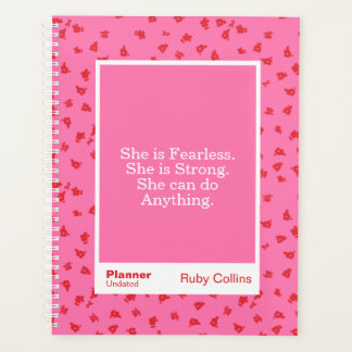 Agenda Citação Inspiradora Floral Rosa Ousada