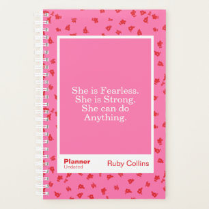 Agenda Citação Inspiradora Floral Rosa Sem Medo