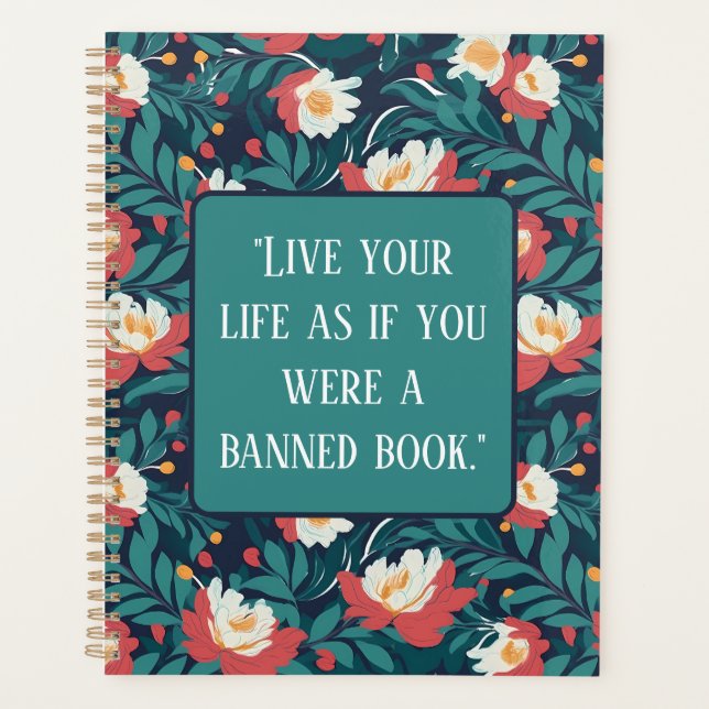 Agenda Citação Personalizada Floral Vermelha e Branca (Frente)