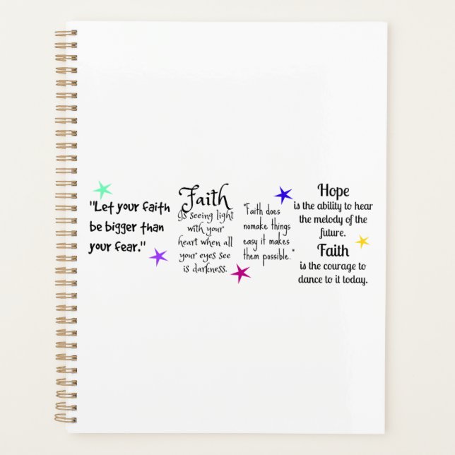 Agenda Citações inspiradoras sobre fé e esperança (Frente)