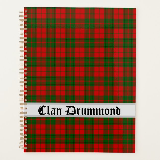 Agenda Clan Drummond Tartan Personalizável (Frente)