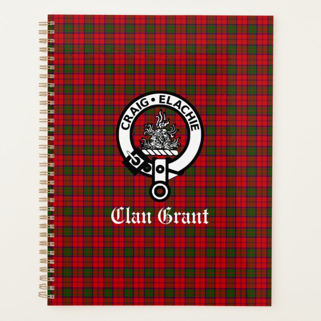 Agenda Clan Grant Crest Crachá e Tartan (Frente)