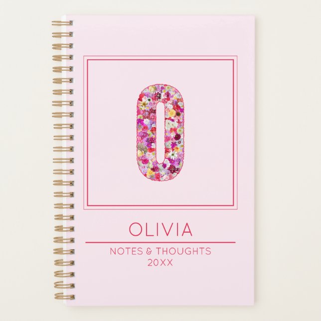 Agenda Classic Blush Pink Monogrammed Name Letter O (Frente)