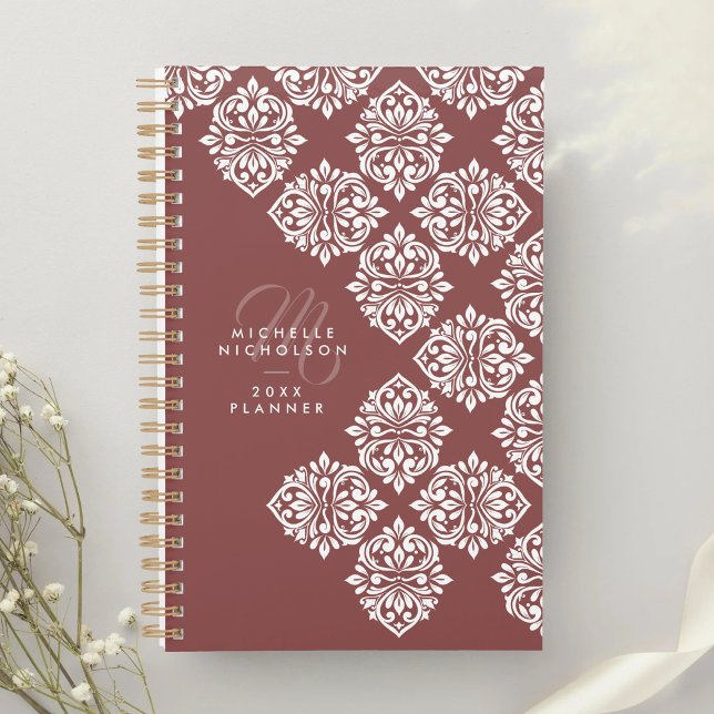 Agenda Classic Damask Abstract Chic Geometric Script (Criador carregado)