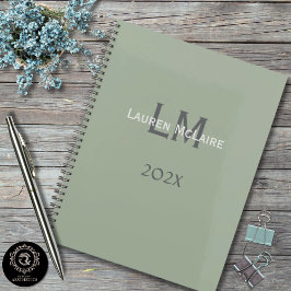 Agenda Classic Sage Green Monogram Office Planning