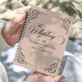 Agenda Clássica Clássica Caligrafia Moderna Beige & Black