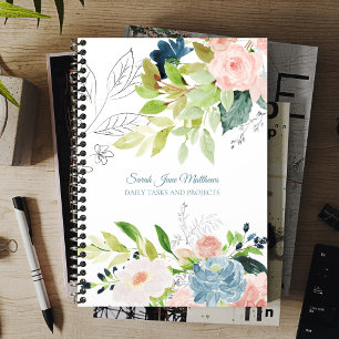 Agenda Clássico elegante negócio floral com aquarela