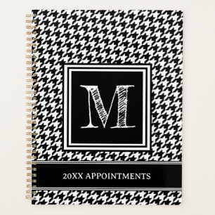 Agenda Clássico, preto e branco, com monograma