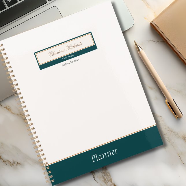 Agenda Classy Teal Ivory Business (Criador carregado)