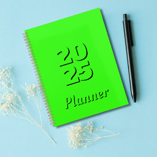Agenda Clean Simple Neon Green Weekly and Monthly 2025