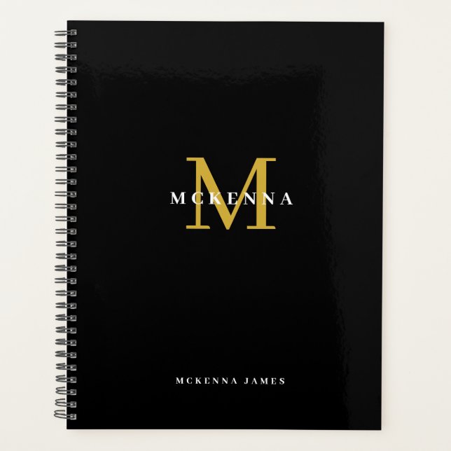 Agenda Cliente Dourado do Monograma de Negócios Obrigado (Frente)