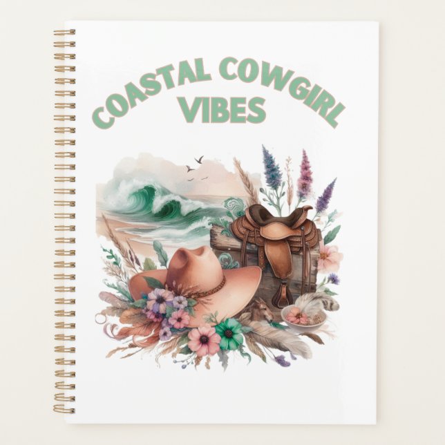 Agenda Coastal cowgirl vibes, floral feminine planner (Frente)