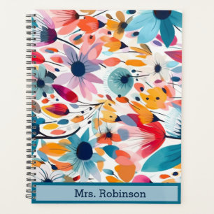 Agenda Cobrir de nome personalizado floral moderno Semana