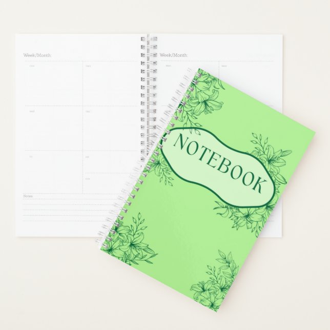 Agenda Cobrir de notebook verde elegante (Exibição)