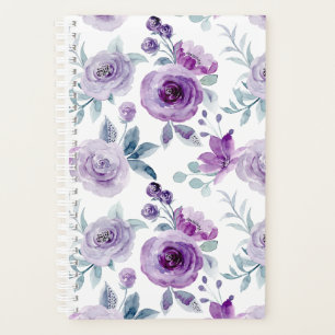 Agenda Cobrir de Planner Floral de Cor de Água Púrpura El