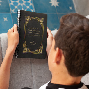Agenda Cobrir Elegante de Vintage, Dourado e Livro Negro