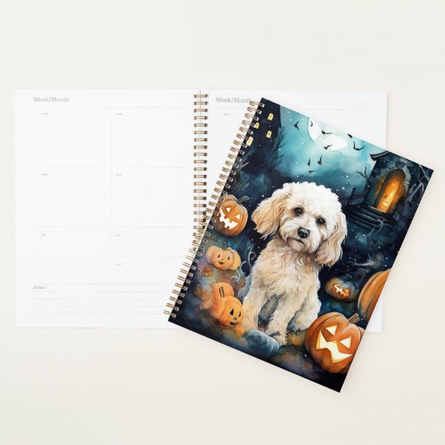 Agenda Cockapoo De Halloween Com Pumpkins Assustado (Exibição)