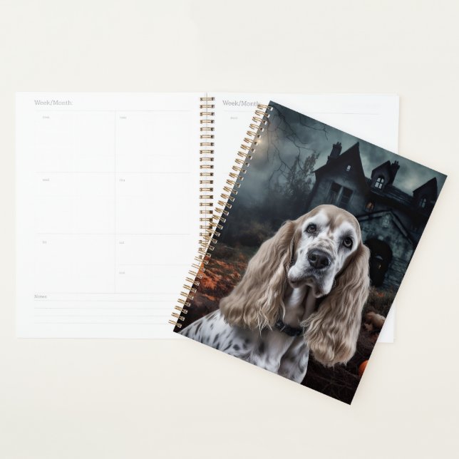 Agenda Cocker Spaniel Dia das Bruxas Assustador (Exibição)