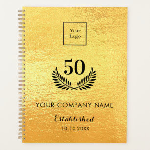 Agenda Código Qr de ano de serviço do logotipo Dourado me