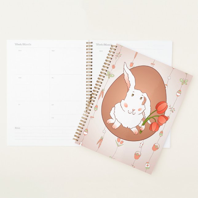 Agenda Coelhinho com Tulipas Primavera Holiday Rabbit (Criador carregado)