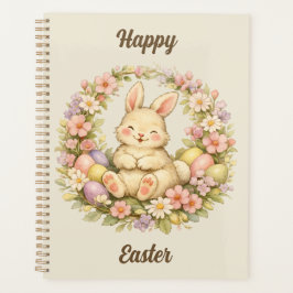Agenda Coelhinho da Páscoa Vintage com Coroa Floral