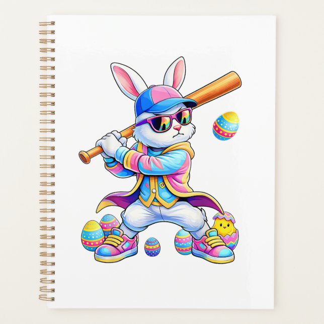 Agenda Coelhinho de Basebol Funny Tie Dye Coelho de Pásco (Frente)