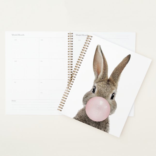 Agenda Coelho soprando chiclete rosa (Exibição)